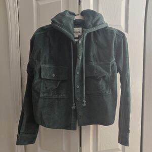 NWT American Eagle Dark Green Corduroy Jacket W/ Hood